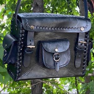 Handmade Leather Bag Purse Embellished BOHO Bohemian Beach Fashion Hipster Box